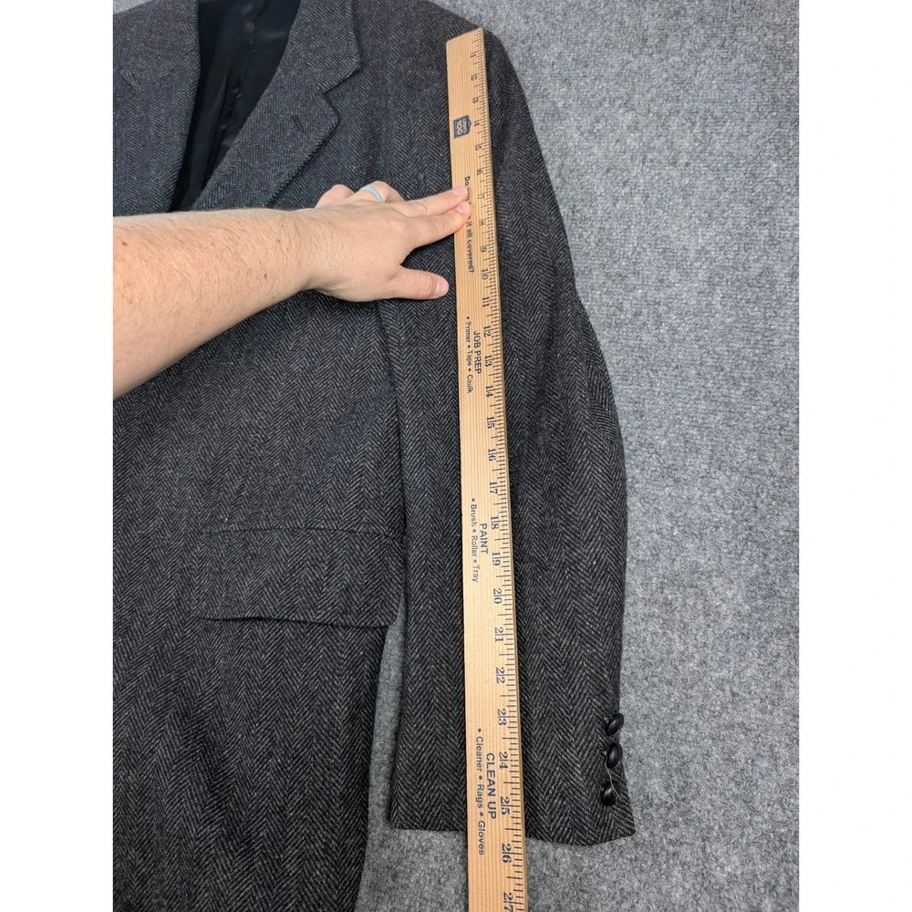 Vtg Pendleton Blazer Mens 44L Grey Herringbone 100% Virgin Wool Made‎ in USA